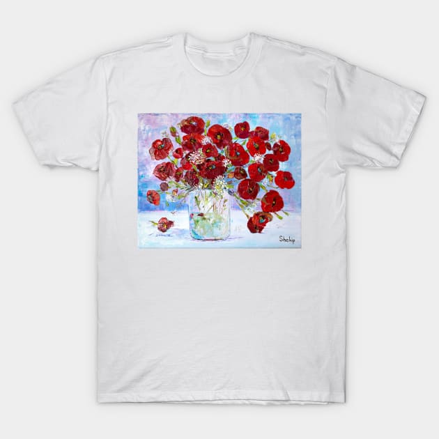 Red Poppies In a Vase T-Shirt by NataliaShchip